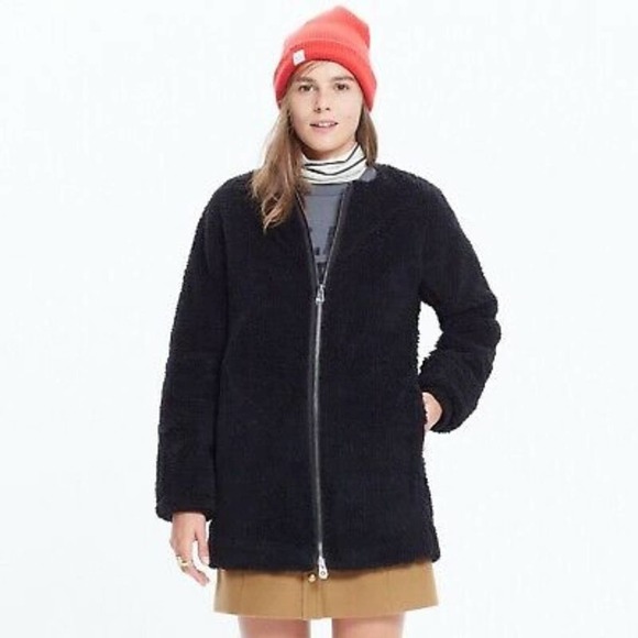 Madewell Jackets & Blazers - Madewell Coat Cafe Sherpa Teddy Size Small Black